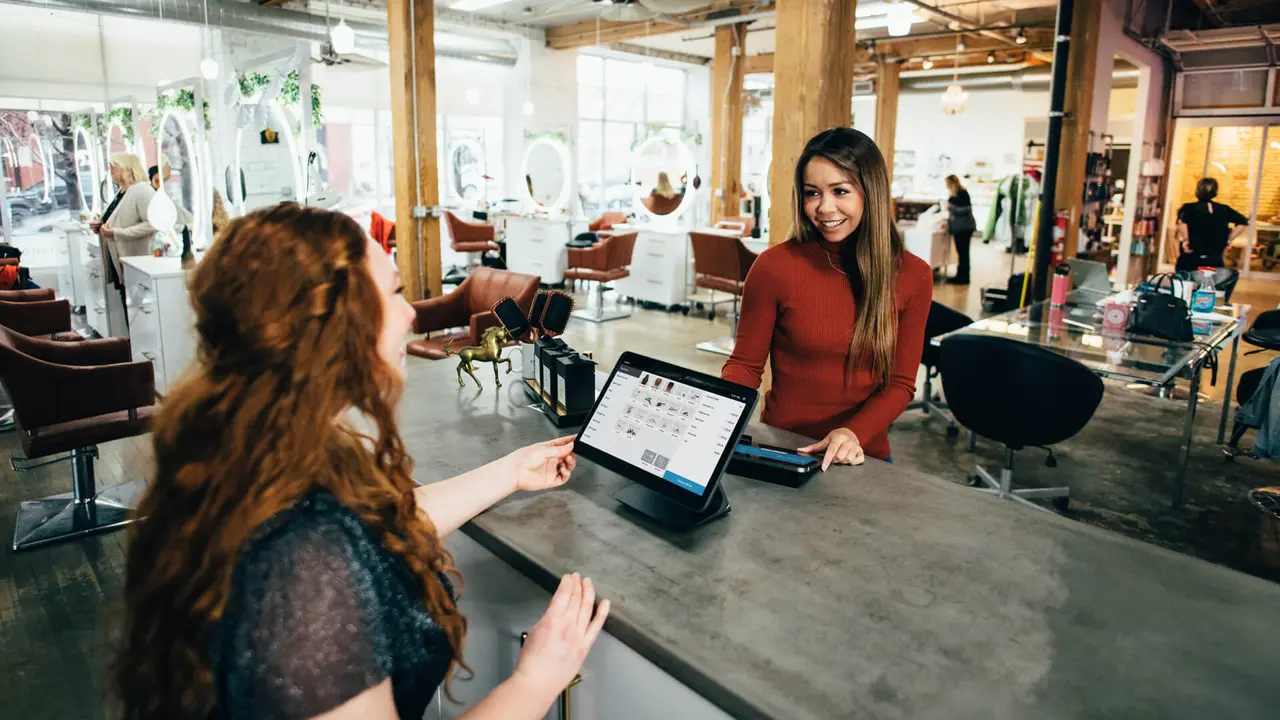 Digital payment transaction between cashier and customer