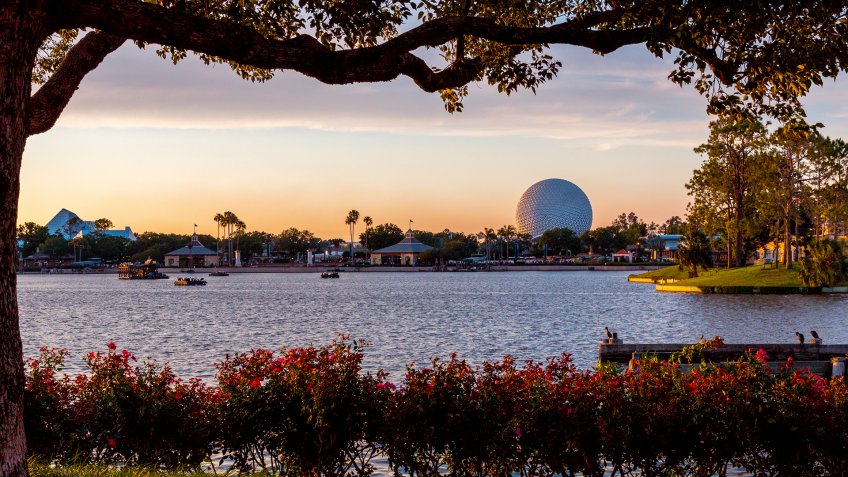 A view of Spaceship Earth, a geodesic sphere, located in Epcot at the Walt Disney World Resort in Bay Lake, Florida.