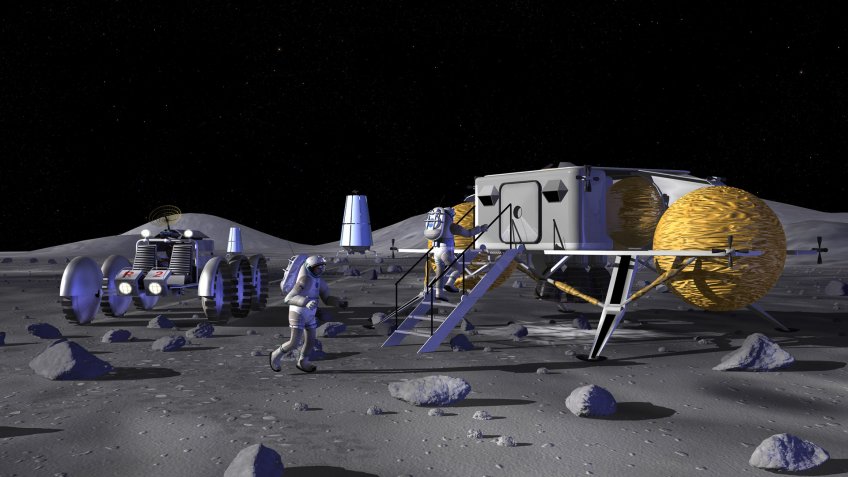 NASA lunar outpost rendering