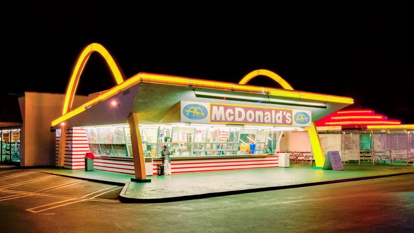 Los Angeles, USA - March 31, 2013: The oldest operating McDonald's restaurant in the world in Downey, Los Angeles, California, USA.