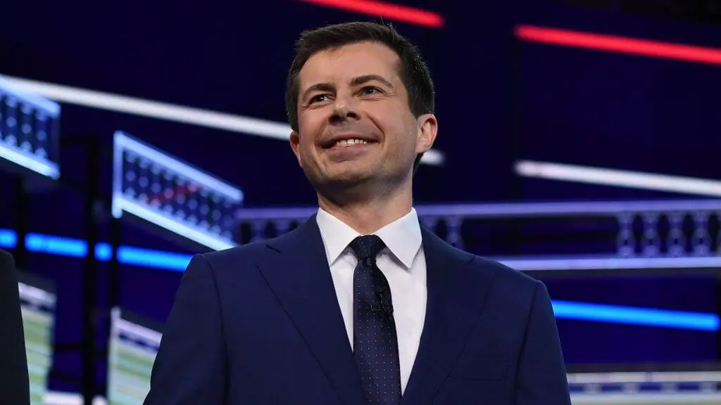 ALL NEW YORK DAILIES OUT Mandatory Credit: Photo by Larry Marano/Shutterstock (10323445ai) Pete Buttigieg First Democratic Presidential Debate, Miami, USA - 27 Jun 2019.