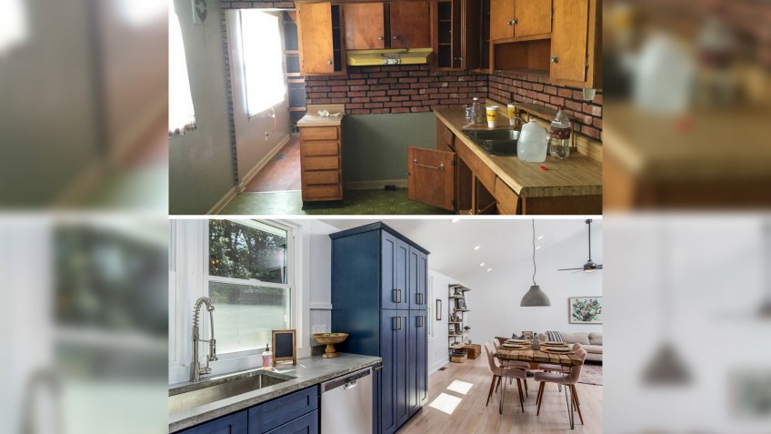 home flip before and after interior kitchen renovation