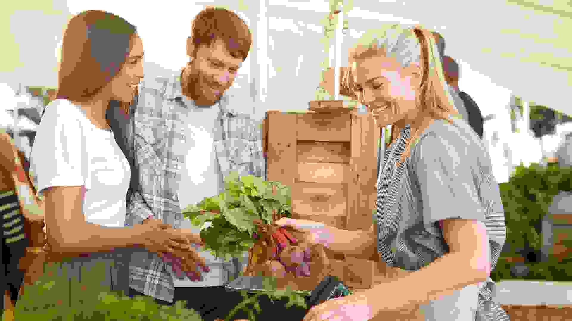 Couple at farmer's market.