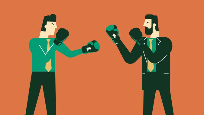 Boxing gloves fighting.