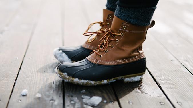 LL Bean boots in winter
