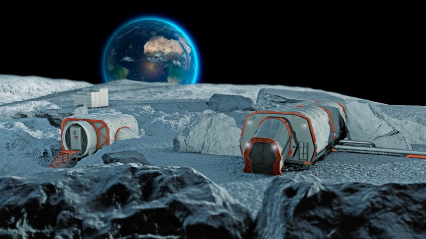 Lunar base, spatial outpost.
