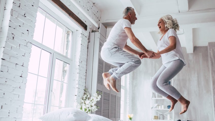 Love lives forever! Senior couple at home.