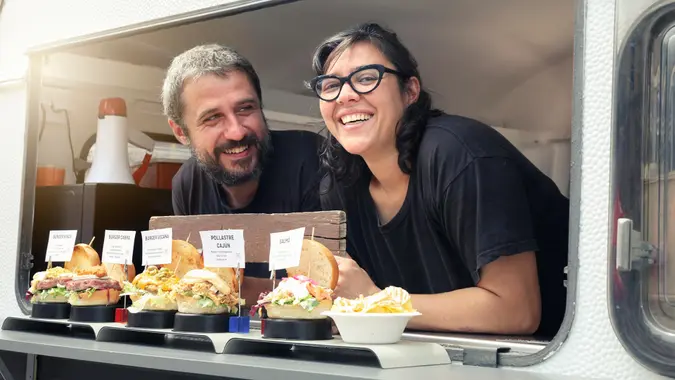 Couple owners food truck.
