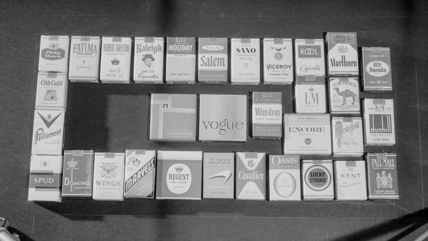Packs of cigarettes.