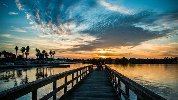 Sunset On The Dock of the Halifax River Port Orange Florida - Image.