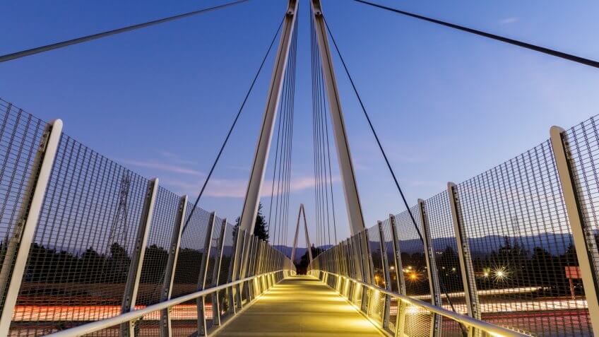 Dusk over Don Burnett Bicycle-Pedestrian Bridge (aka Mary Avenue Bicycle Footbridge).