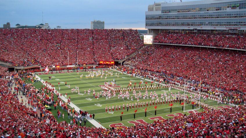 Memorial Stadium in Lincoln, Nebraska: home of the Nebraska Cornhuskers football team. On September 15, 2007 the then-#14 ranked Cornhuskers hosted the #1 ranked USC Trojans in the game of the week. Before 84,949, the Trojans felled the Huskers 49-31.