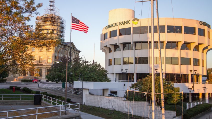 Port Huron, Michigan, USA - Exterior of Chemical Bank in downtown Port Huron after announcement that Chemical Bank will be merging with TCF Bank in Michigan.