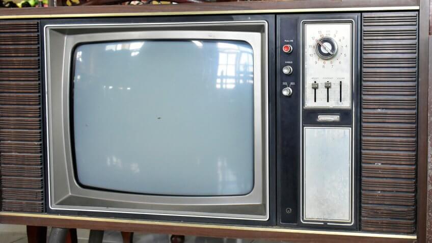 The old antique TV is a black and white image that has been very popular in the past.