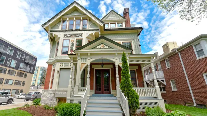 A big house on a street in Milwaukee Wisconsin.