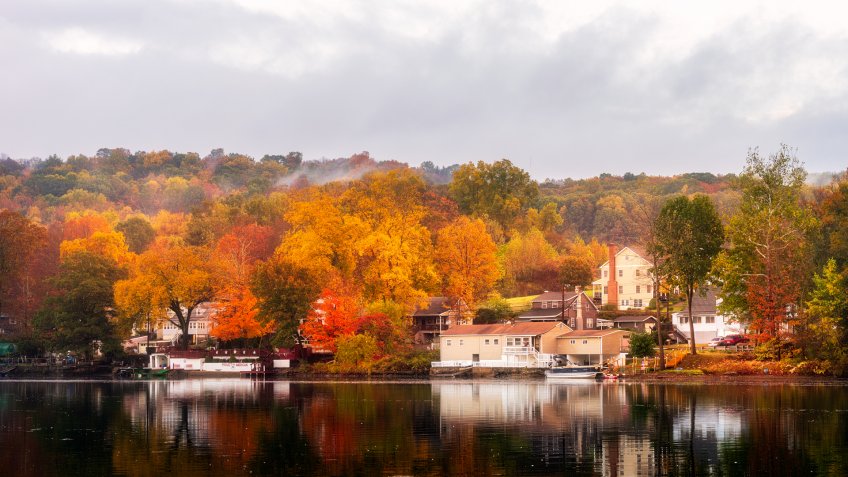 A beautiful Autumn morning in Shelton, Connecticut, USA.