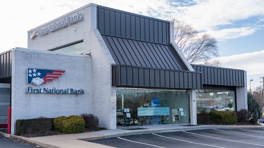 York, PA, USA - January 26, 2019: A First National Bank Branch Office, which is a subsidiary of F.