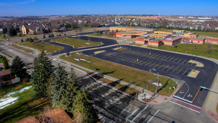 Brandon, South Dakota in Spring seen from Above by Drone - Image.