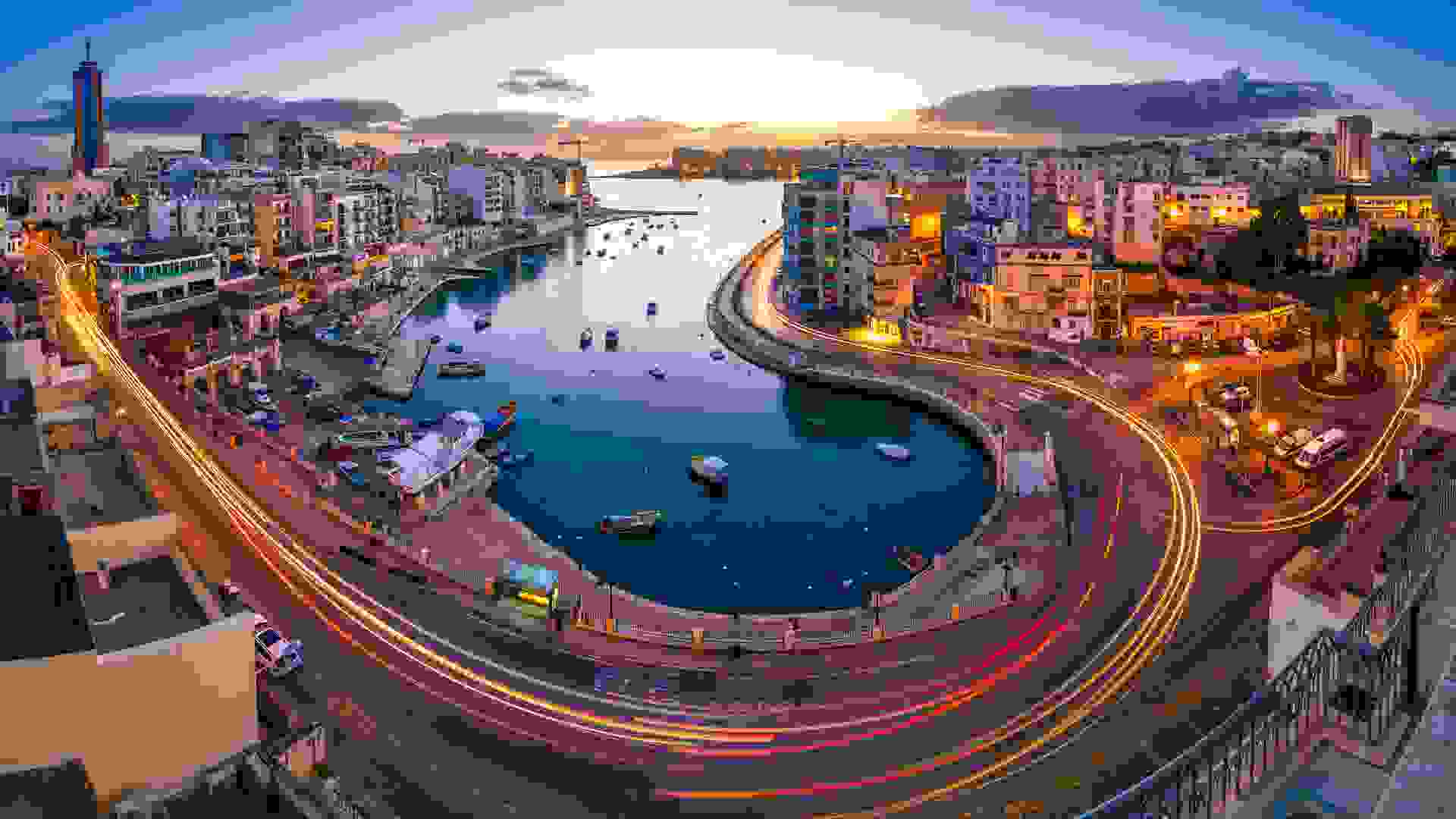 Aerial View on Saint Julien and Spinola Bay at Dawn, Malta - Image.