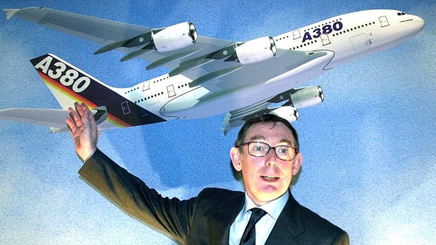Airbus chairman Noel Forgeard shows Airbus A380