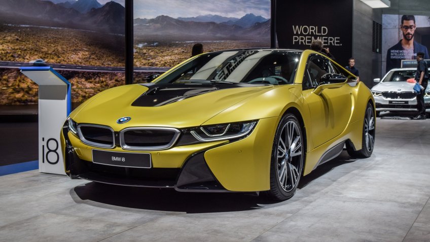 FRANKFURT - SEPTEMBER 12, 2017: BMW i8 is on display at 67th IAA, Frankfurt.