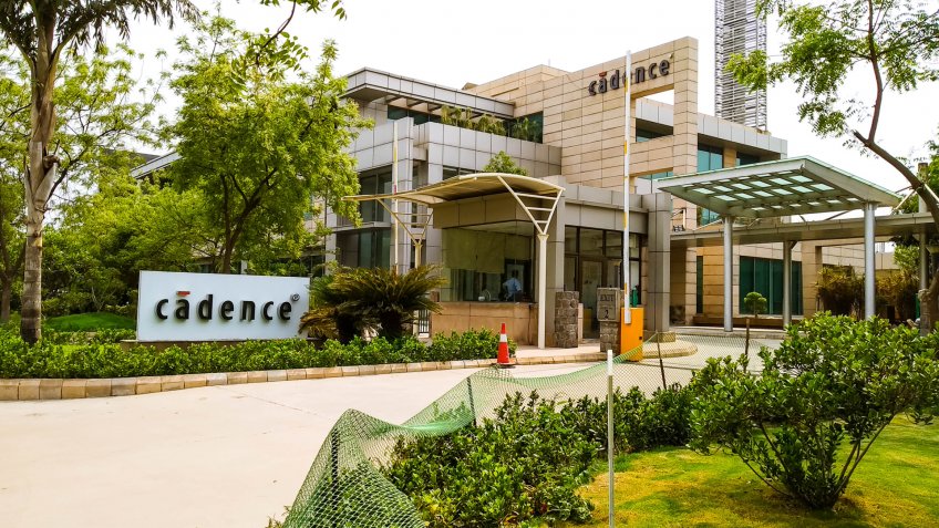 New Delhi, India - April 25, 2019 - Entrance to Cadence Design Systems corporate office in Noida Special Economic Zone, India - Image.