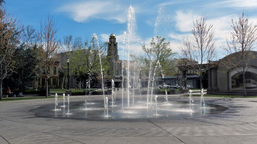 Chico California downtown fountain.