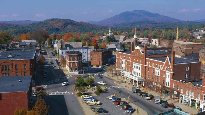 This is a panorama view of Claremont, New Hampshire, New England.