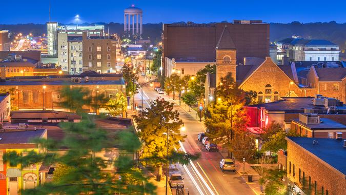 Columbia Missouri shutterstock_1221104455 Columbia, Missouri, USA downtown city skyline at twilight.