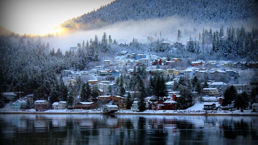 Douglas Island in Juneau Alaska winter