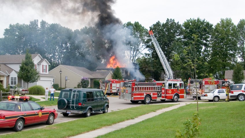 Police and fire crew fighting the disaster.