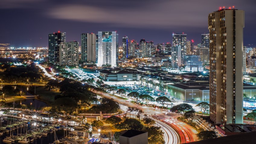 Long exposure of Waikiki / Honolulu, Oahu, Hawaii.