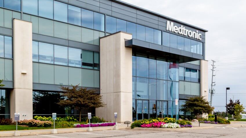 Brampton, Ontario, Canada- August 25, 2018: Building of Medtronic Canada Headquarters in Brampton, Ontario, Canada.