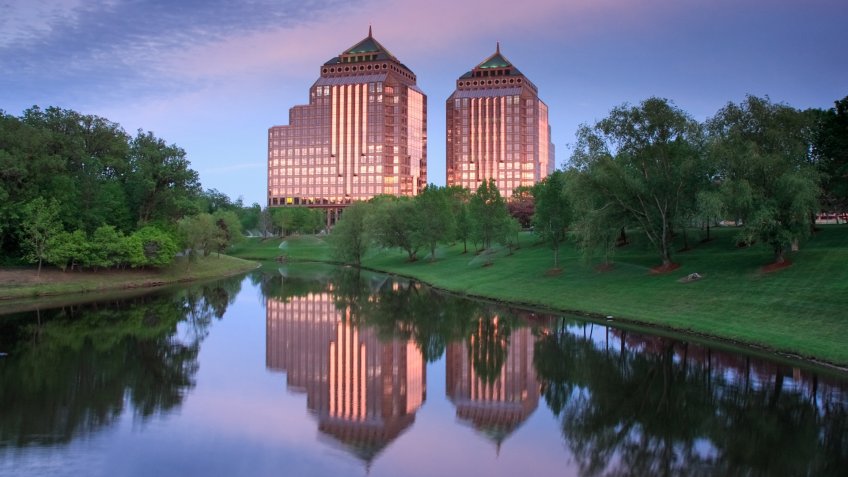 Carlson Towers at sunset - Image.