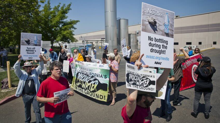 Nestle water bottling plant protest during drought