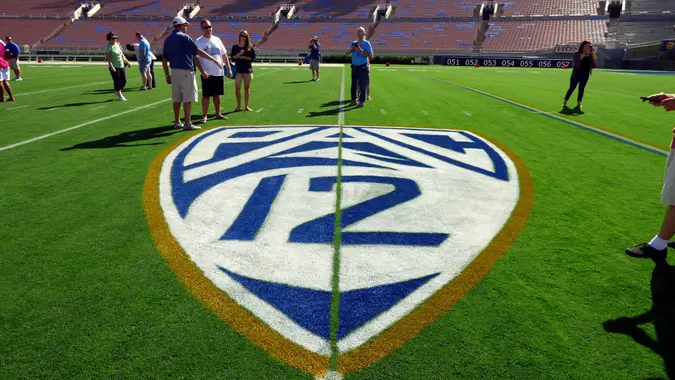 Pac 12 Conference logo on field