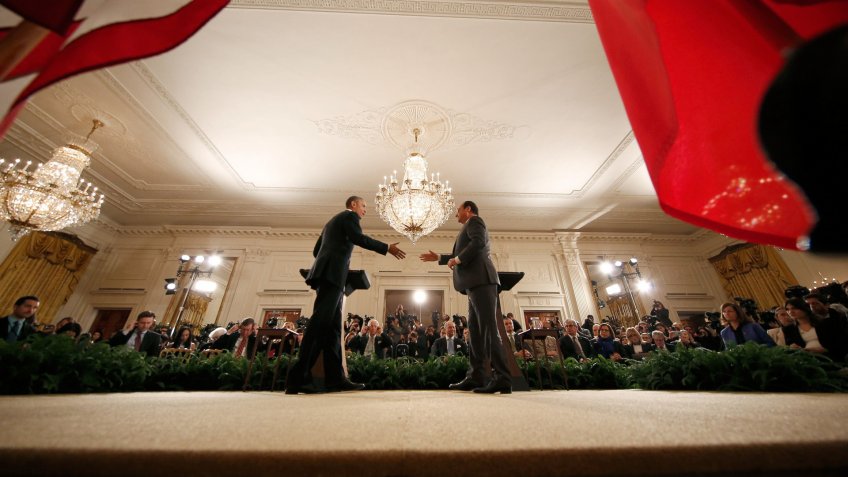 President Barack Obama and French President Francois Hollande speak about ISIS attack in Paris