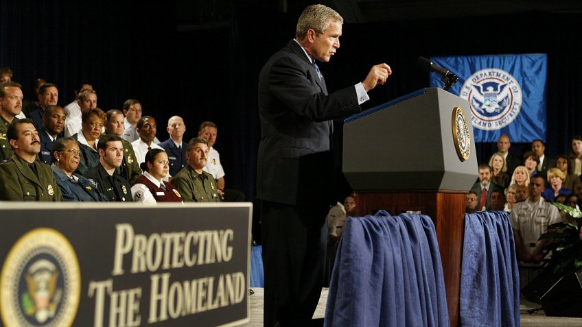 President George W. Bush speaks at Homeland Security Appropriations Act Ceremony
