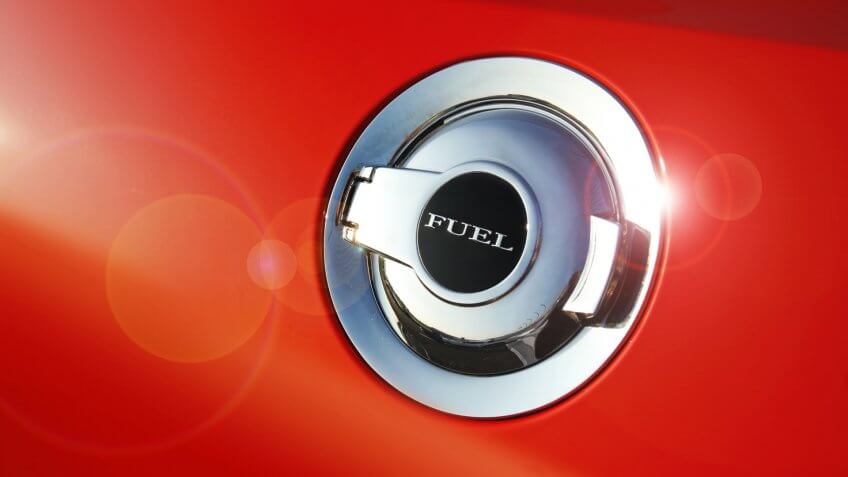 Fuel door icon on side of a custom muscle car - Image.