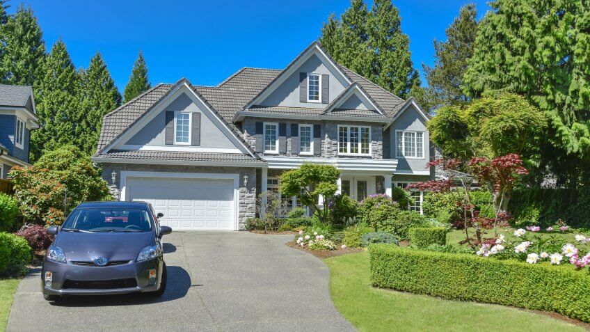 car parked backwards in driveway