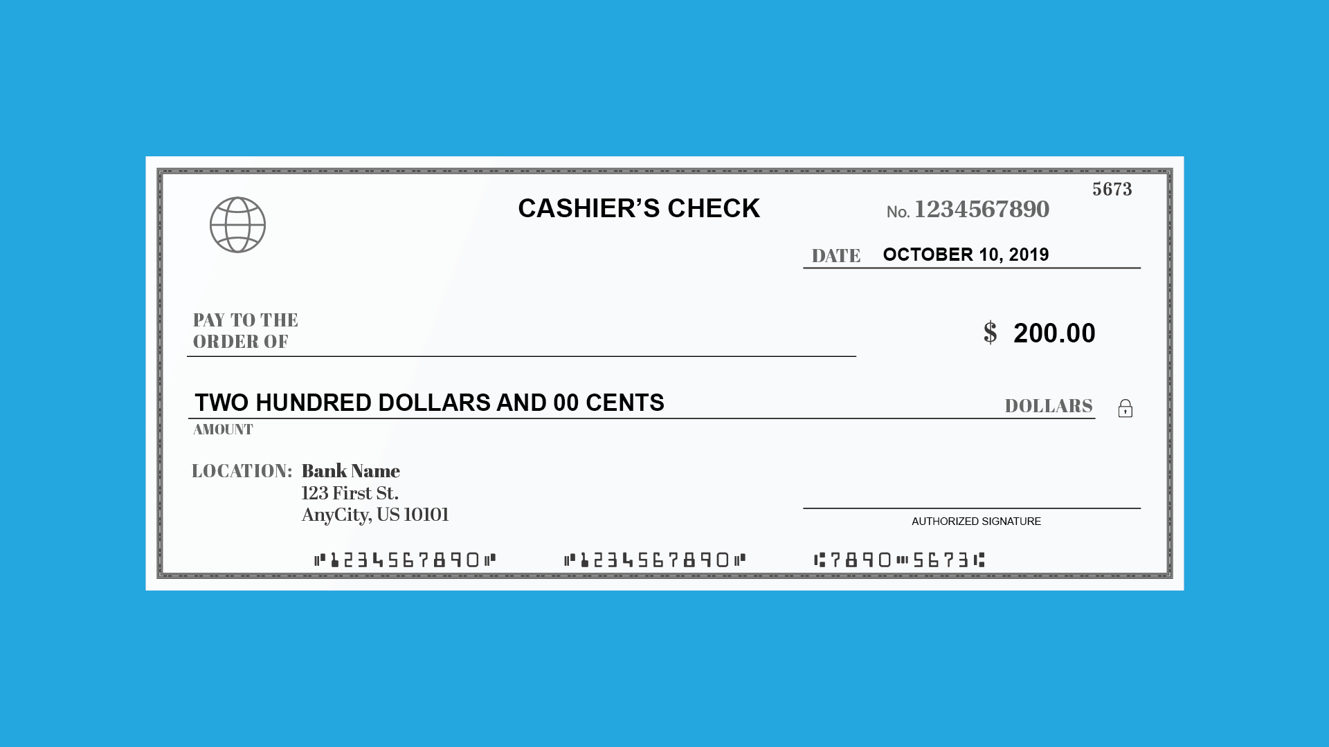 Wells Fargo Cashier&rsquo;s Check