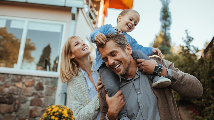 Family is having fun outdoors.