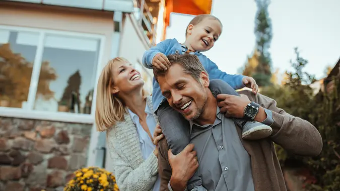 Family is having fun outdoors.