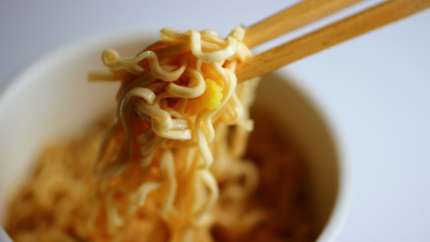 instant noodles in cup, japanese fast food.
