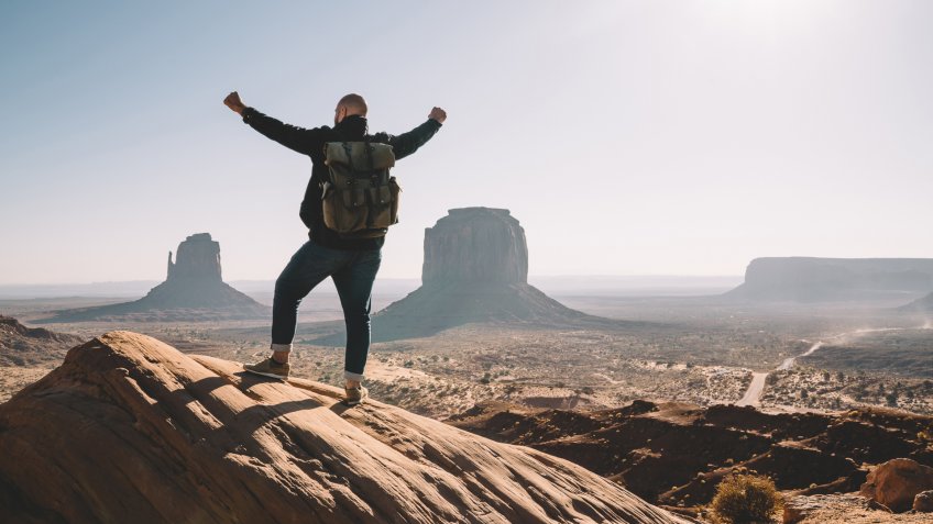 man in Utah hiking on his day off