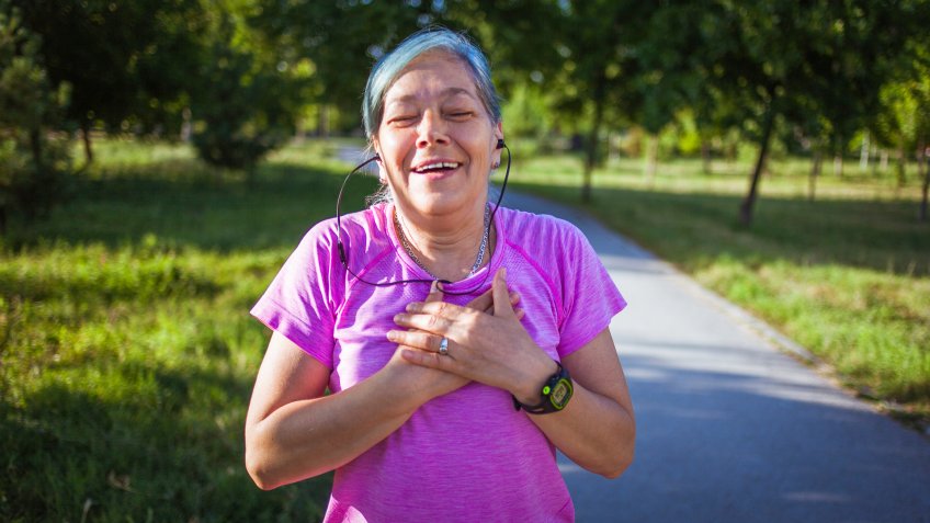 Close up of Senior woman after training.