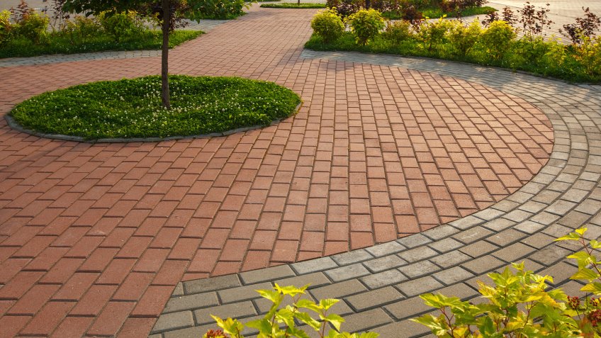 paved with tiles path in the Park - Image.
