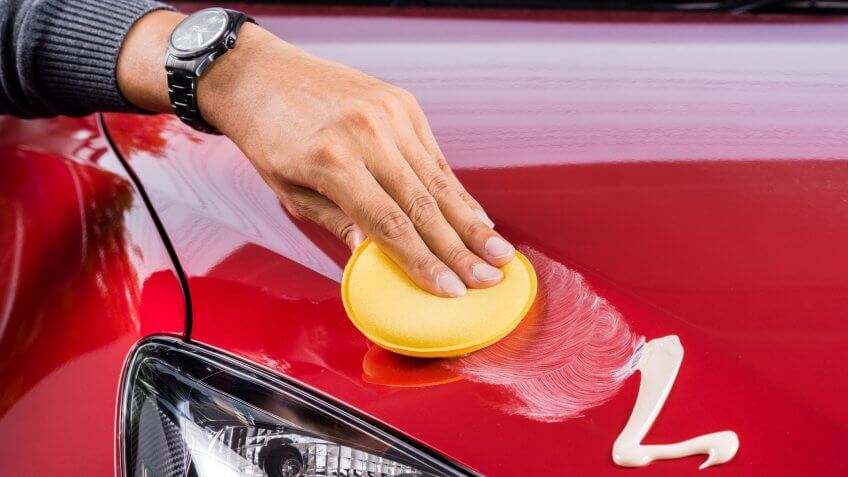 car care, polishing the red car - Image.