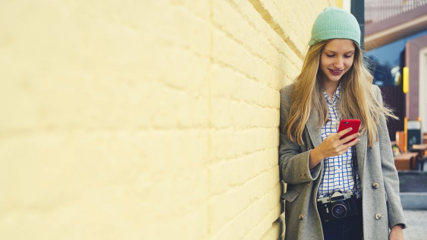 woman checking her instagram messages