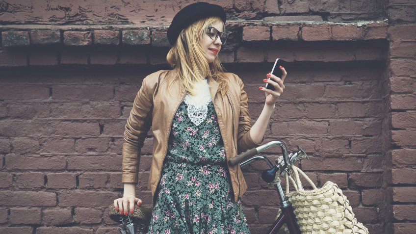 woman checking her instagram